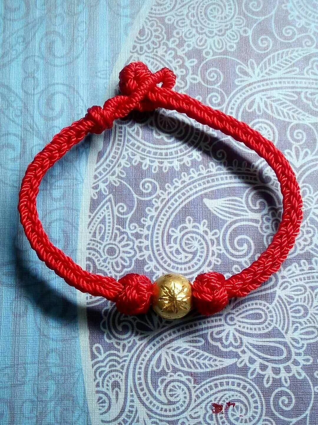 手工编织 双线纽扣结编织收尾扣步骤diy手链项链绳——月老红绳出