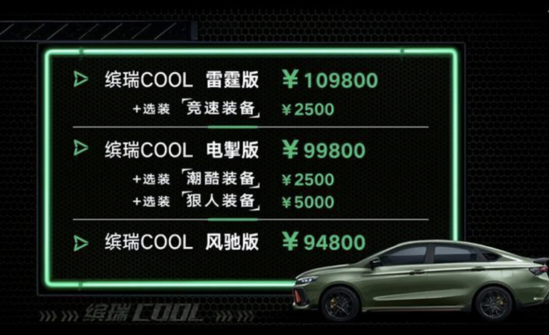 吉利缤瑞COOL没啥不同，就是多了尾翼、7.1秒破百、声浪、大连屏