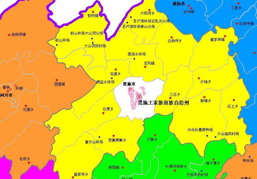 划分为十七个地区的恩施