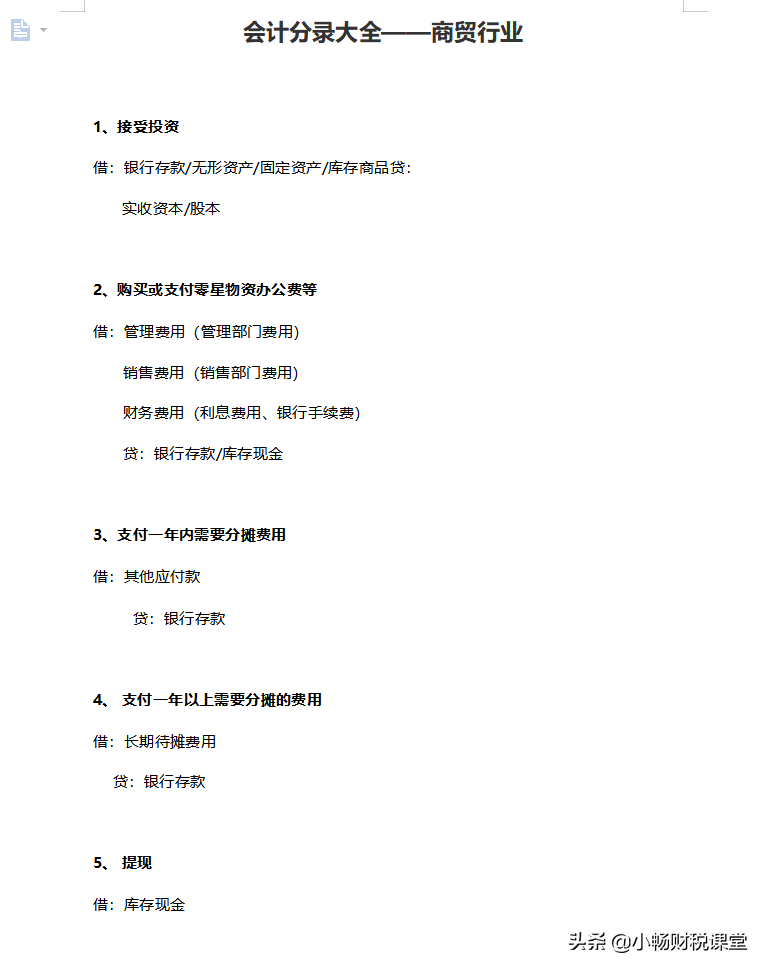 熬了整整10个小时，给表妹编制了25个行业的会计分录，太实用了